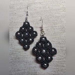 NWOT Handmade Micromacramé Beaded Earrings